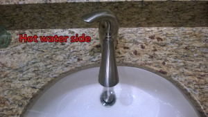 Open sink faucets to hot water side. 