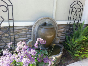 Recycled water keeps this fountain full.