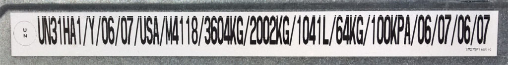 275 gallon IBC Tote Label