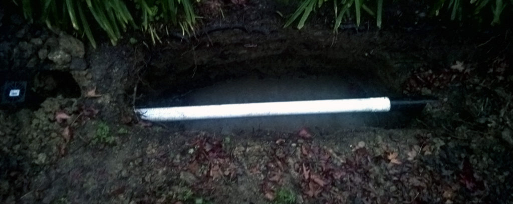 Testing the infiltration trench with a 0.3" rain storm. Worked flawlessly.