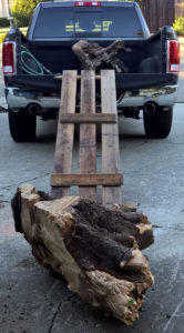 Built a ramp to roll the stump into the truck.